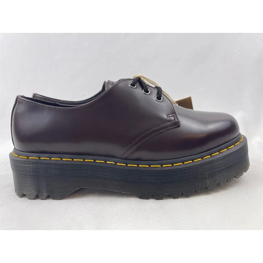 Dr. Martens 1461 Quad Men 10 Women 11 Burgundy Smooth Leather Platform Shoes NEW